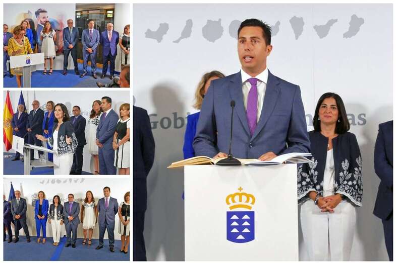 Diferentes momentos del acto celebrado este jueves en la sede de Presidencia del Gobierno en la capital grancanaria (Foto TA)